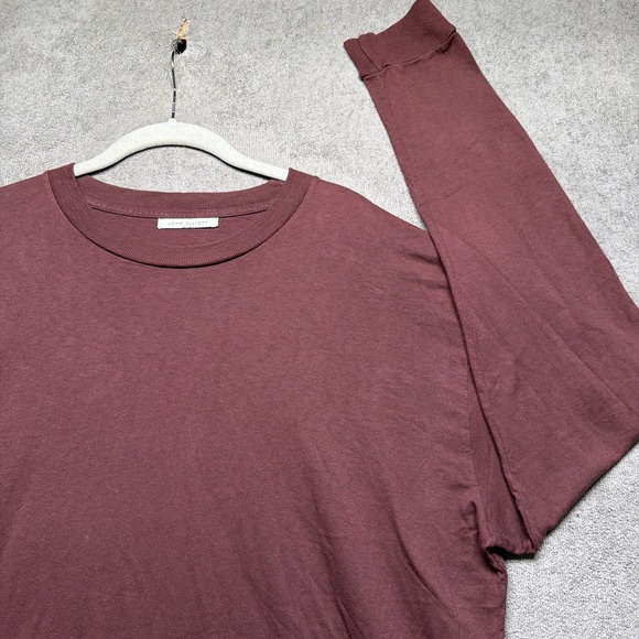John Elliott T Shirt Long Sleeve Crewneck Burgundy Red Brown Casual Mens Size 2